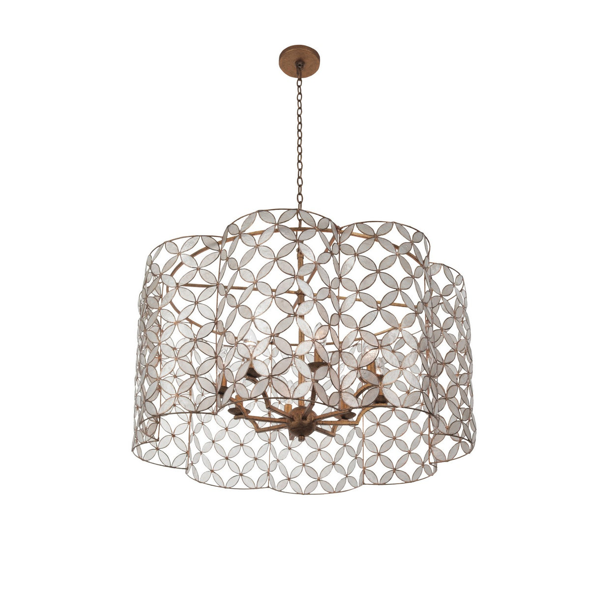 Maurelle 36-in 8 Light Oxidized Gold Leaf Chandelier