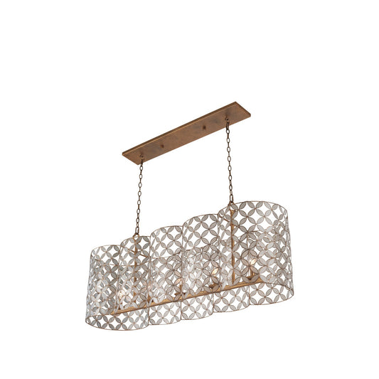 Maurelle 45-in 5 Light Socket Oxidized Gold Leaf Linear Pendant