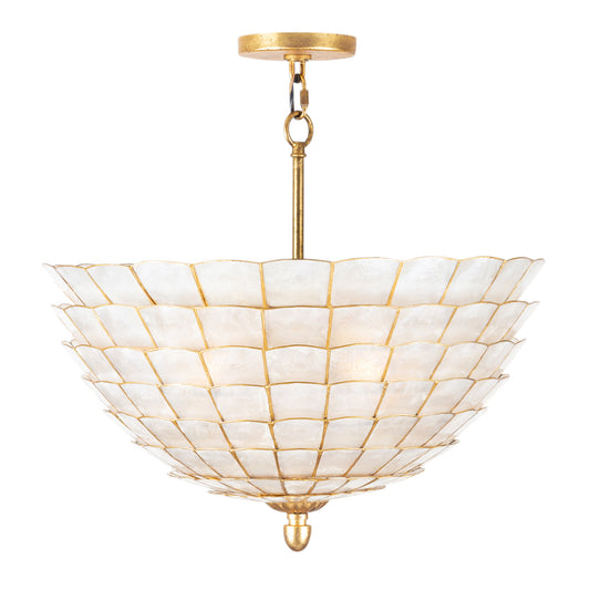 Samal 20-in 4 Light Socket Oxidized Gold Leaf Pendant