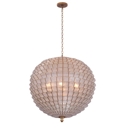 Samal 25-in 6 Light Socket Oxidized Gold Leaf Chandelier