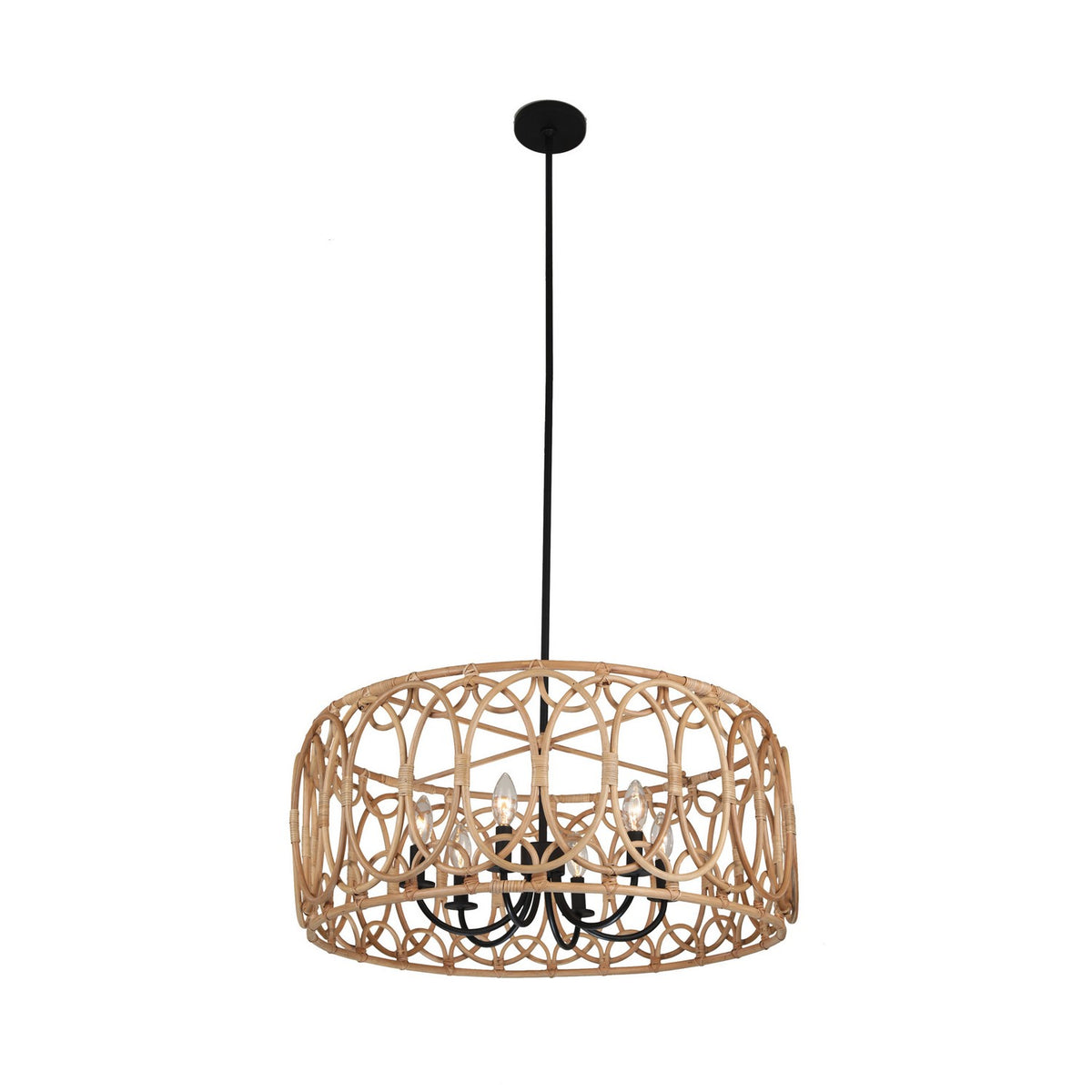 Tablas 28-in 6 Light Socket Matte Black Chandelier