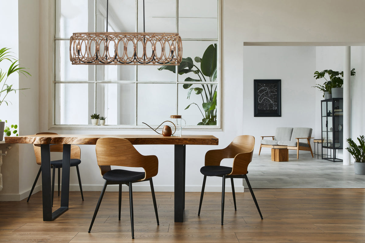 Tablas 42-in 6 Light Socket Matte Black Linear Pendant