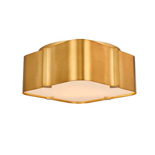 Lotus 14-in 3 Light Socket Winter Brass Flush Mount