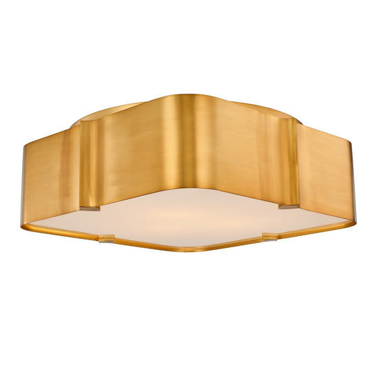 Lotus 18-in 3 Light Socket Winter Brass Flush Mount