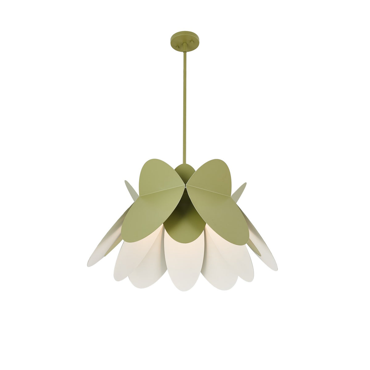Flor 26-in 1 Light Socket White and Green Pendant
