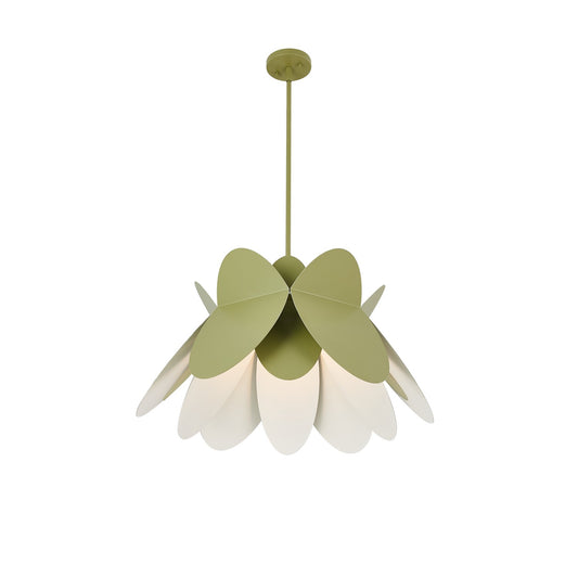 Flor 26-in 1 Light Socket White and Green Pendant