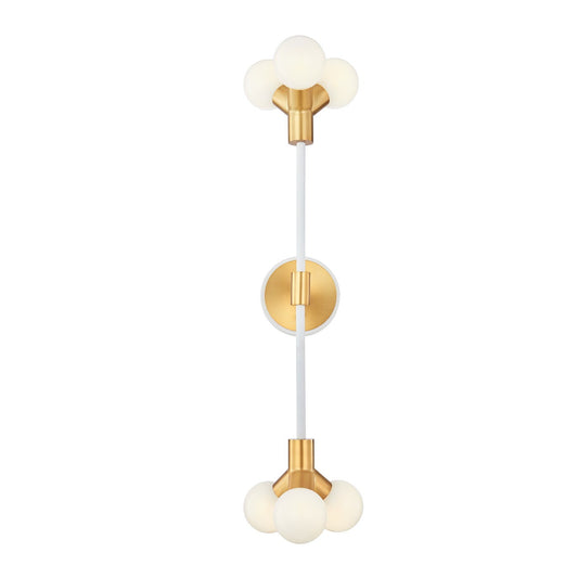 Tres 28-in 6 Light Socket White and New Brass Wall Sconce