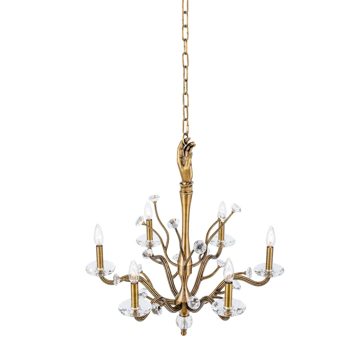 Venus 26-in 6 Light Socket Historic Brass Chandelier