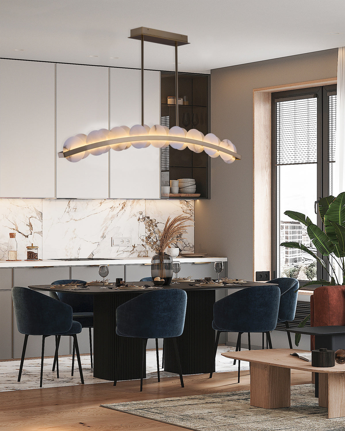 Meridian 47.5-in 1 Light LED Winter Brass Linear Pendant