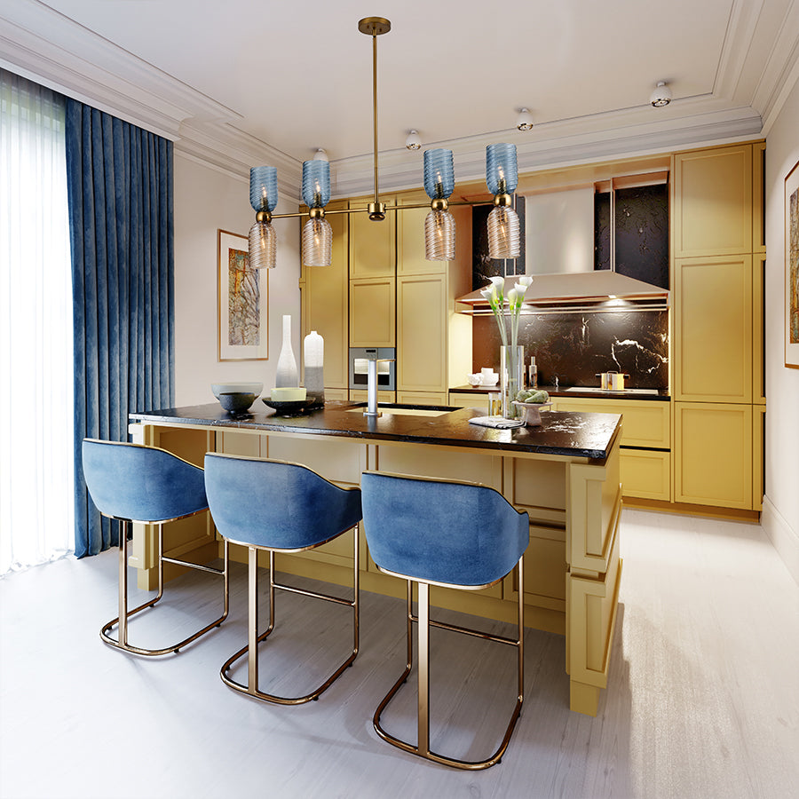 Azul 48-in 8 Light Socket Aged Gold Linear Pendant