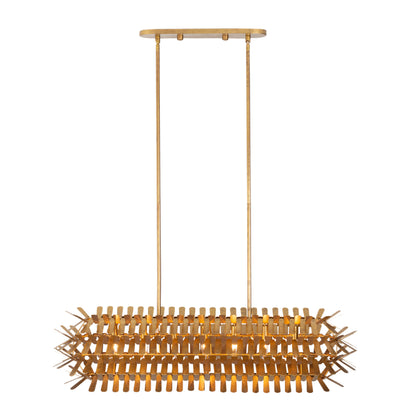 Spur 48-in 7 Light Socket Oxidized Gold Leaf Linear Pendant
