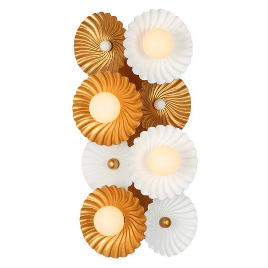 Damask 16-in 6 Light Socket White w/ Vintage Brass Wall Sconce