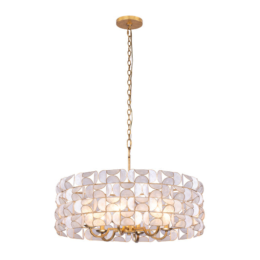 Crescent 28-in 6 Light Socket Oxidized Gold Leaf Pendant