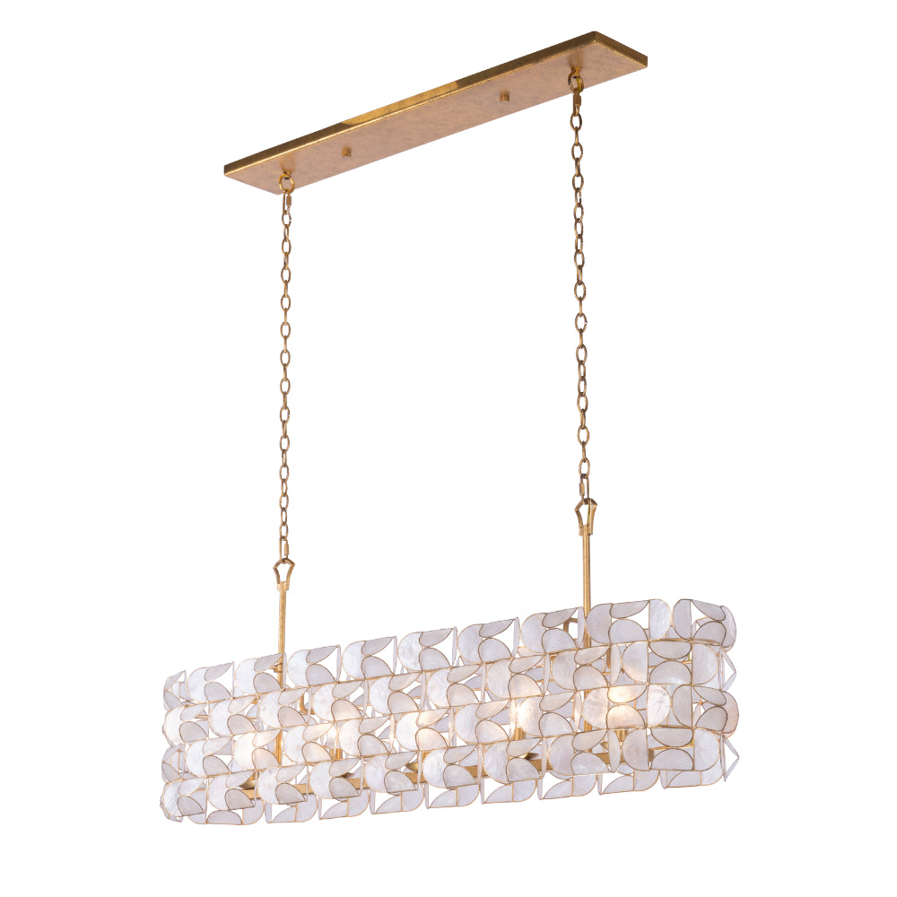 Crescent 44-in 5 Light Socket Oxidized Gold Leaf Linear Pendant