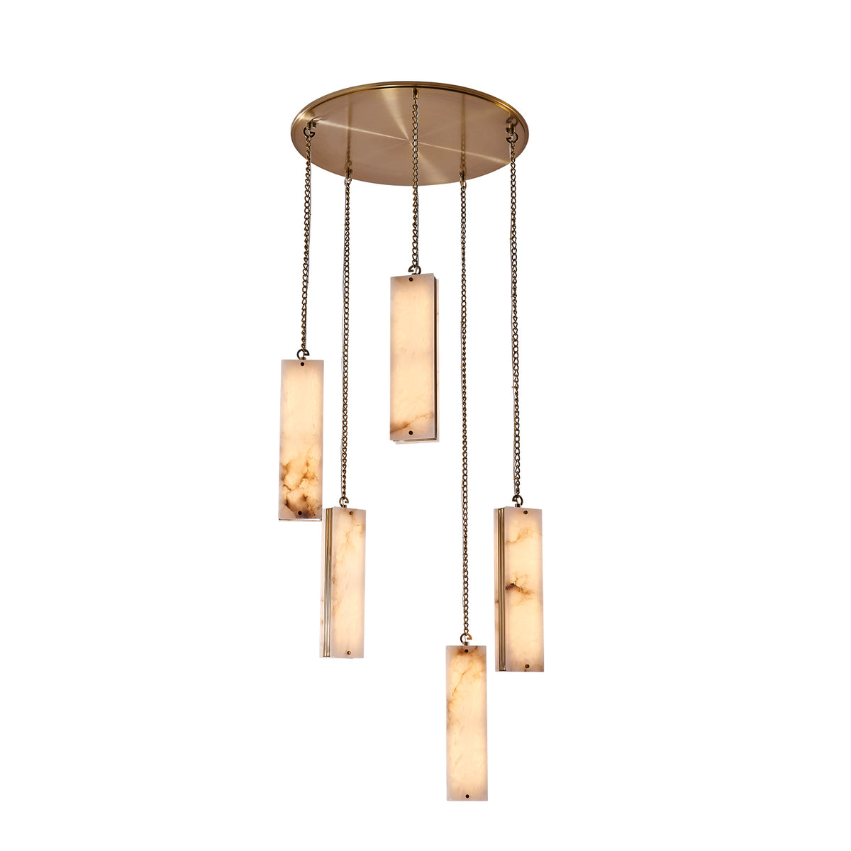 Vertical 27.5-in 5 Light LED Winter Brass Multi-Pendant