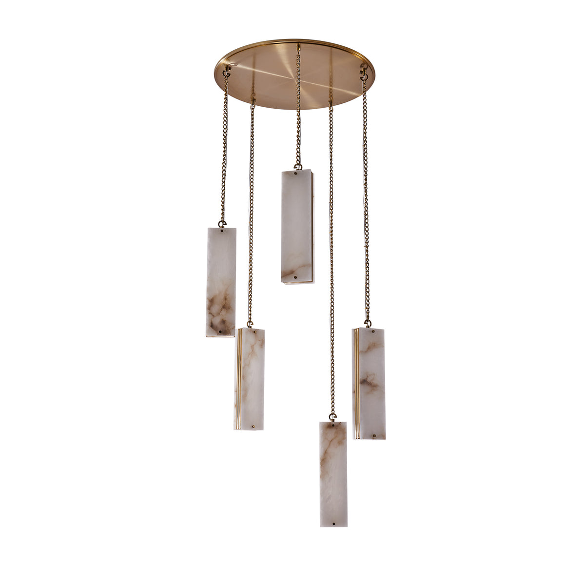 Vertical 27.5-in 5 Light LED Winter Brass Multi-Pendant