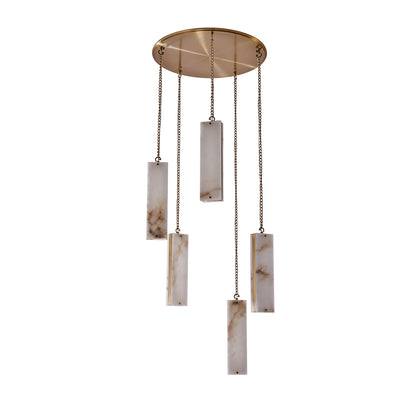 Vertical 27.5-in 5 Light LED Winter Brass Multi-Pendant