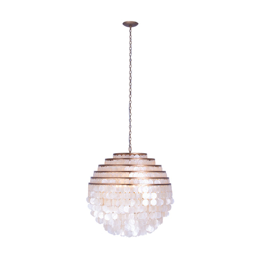 Sphere 28-in 6 Light Socket Pearlized Antique Brass Pendant