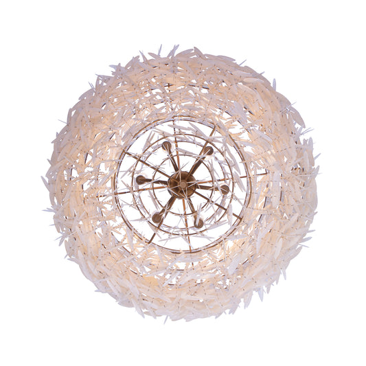 Sphere 28-in 6 Light Socket Pearlized Antique Brass Pendant