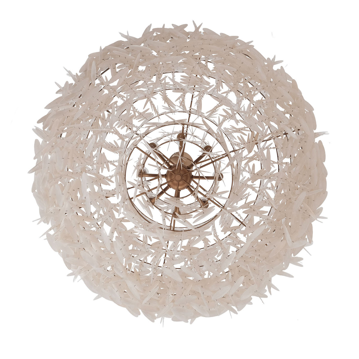 Sphere 36-in 8 Light Socket Pearlized Antique Brass Chandelier