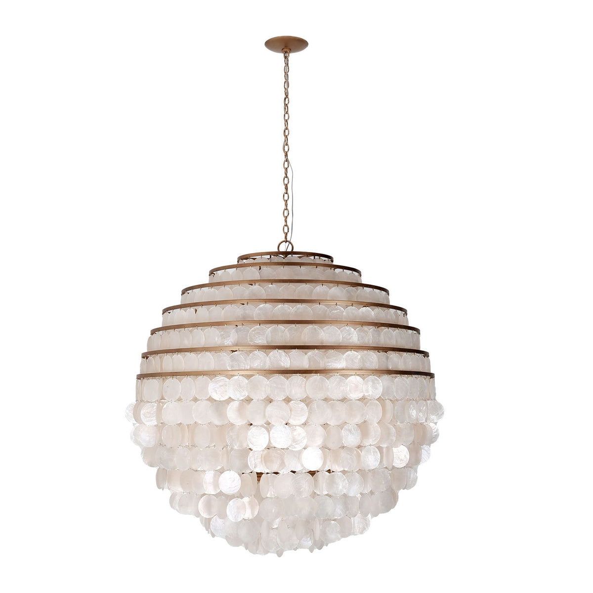 Sphere 36-in 8 Light Socket Pearlized Antique Brass Chandelier