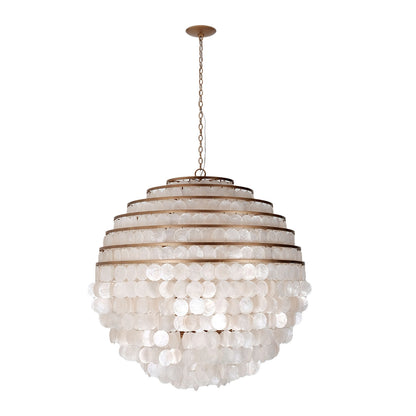 Sphere 36-in 8 Light Socket Pearlized Antique Brass Chandelier