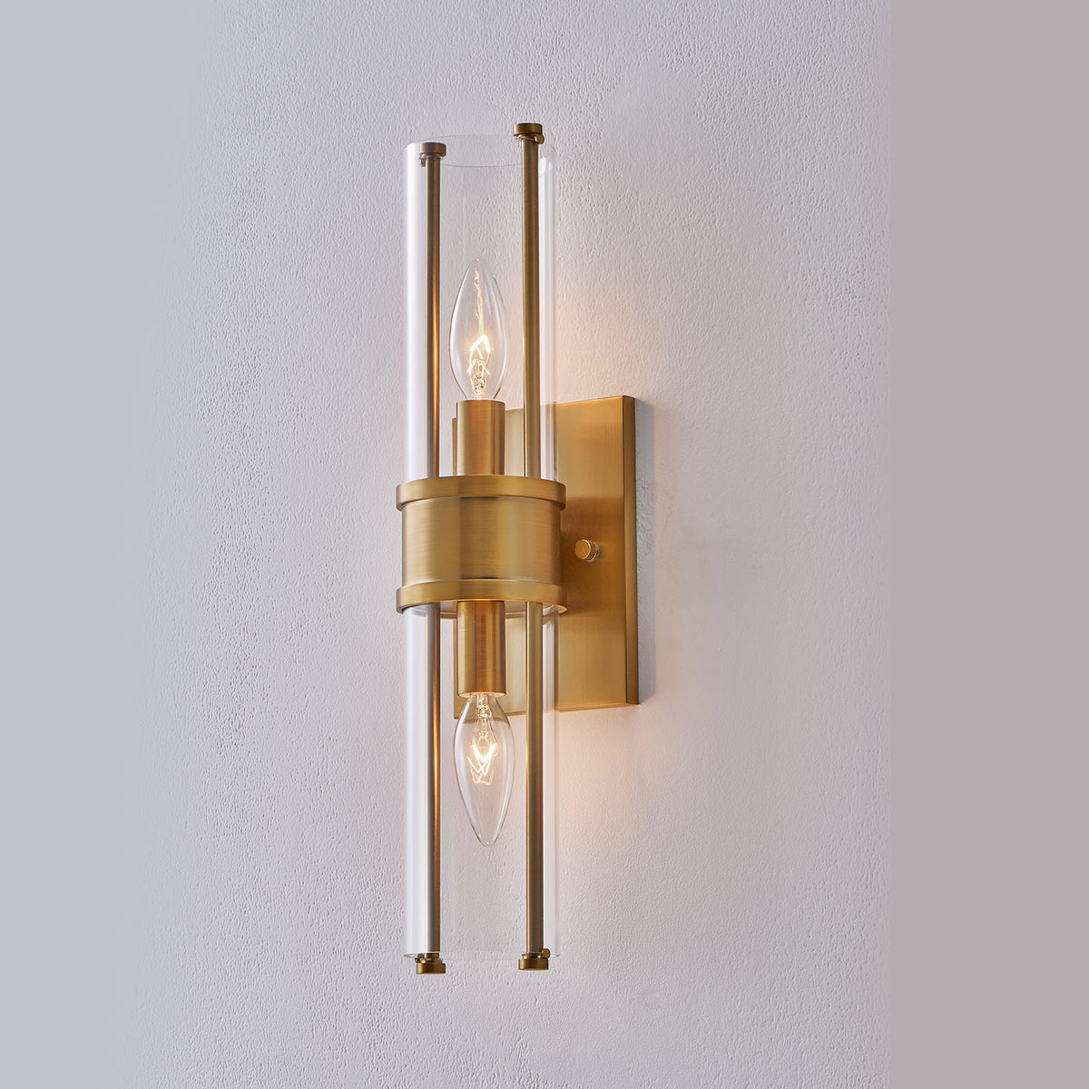 Duet 17-in 2 Light Socket Vintage Brass Wall Sconce