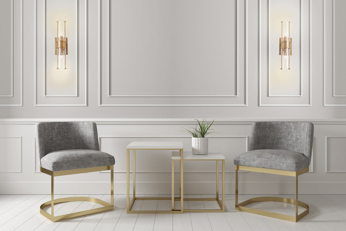 Duet 17-in 2 Light Socket Vintage Brass Wall Sconce