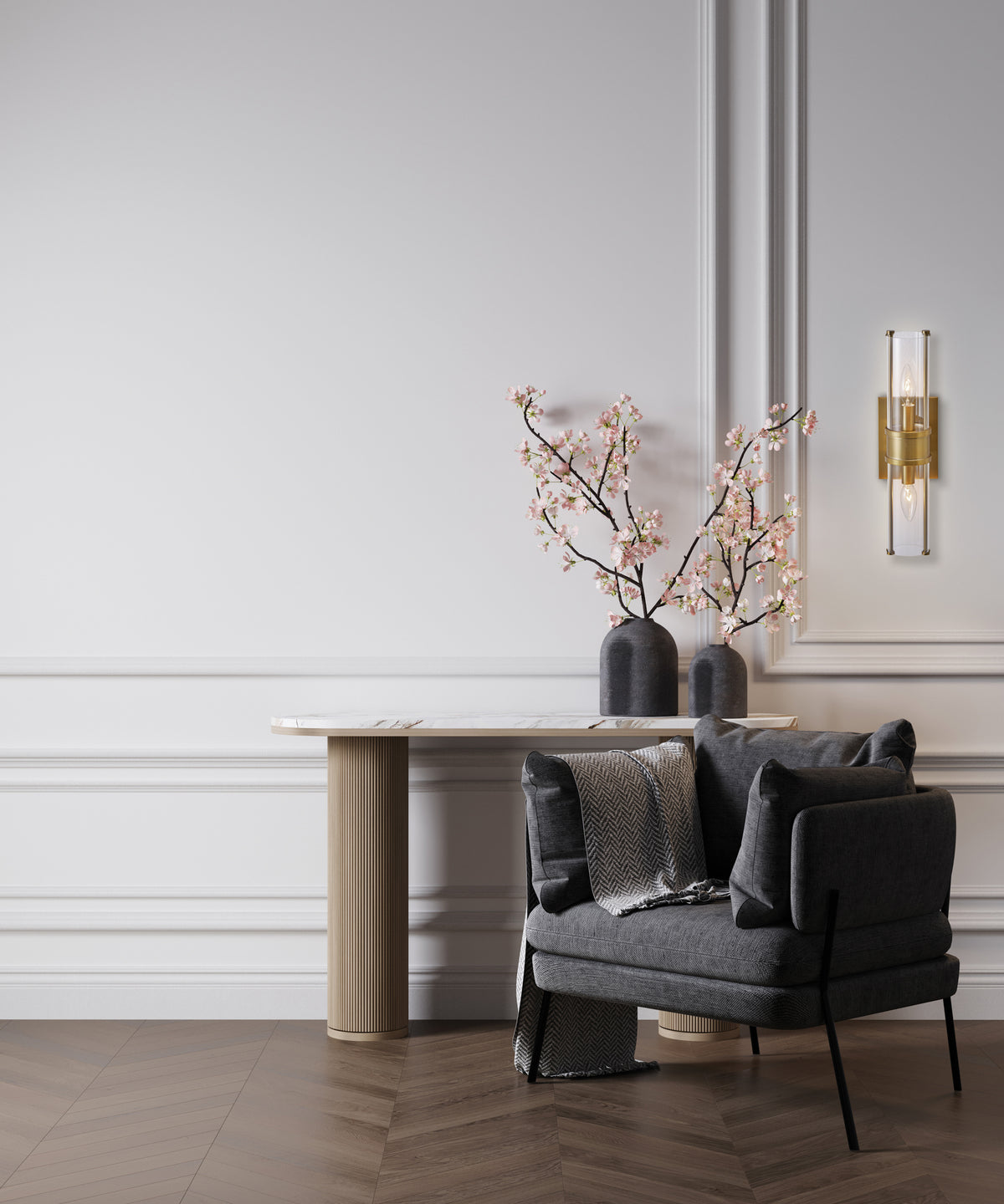 Duet 17-in 2 Light Socket Vintage Brass Wall Sconce
