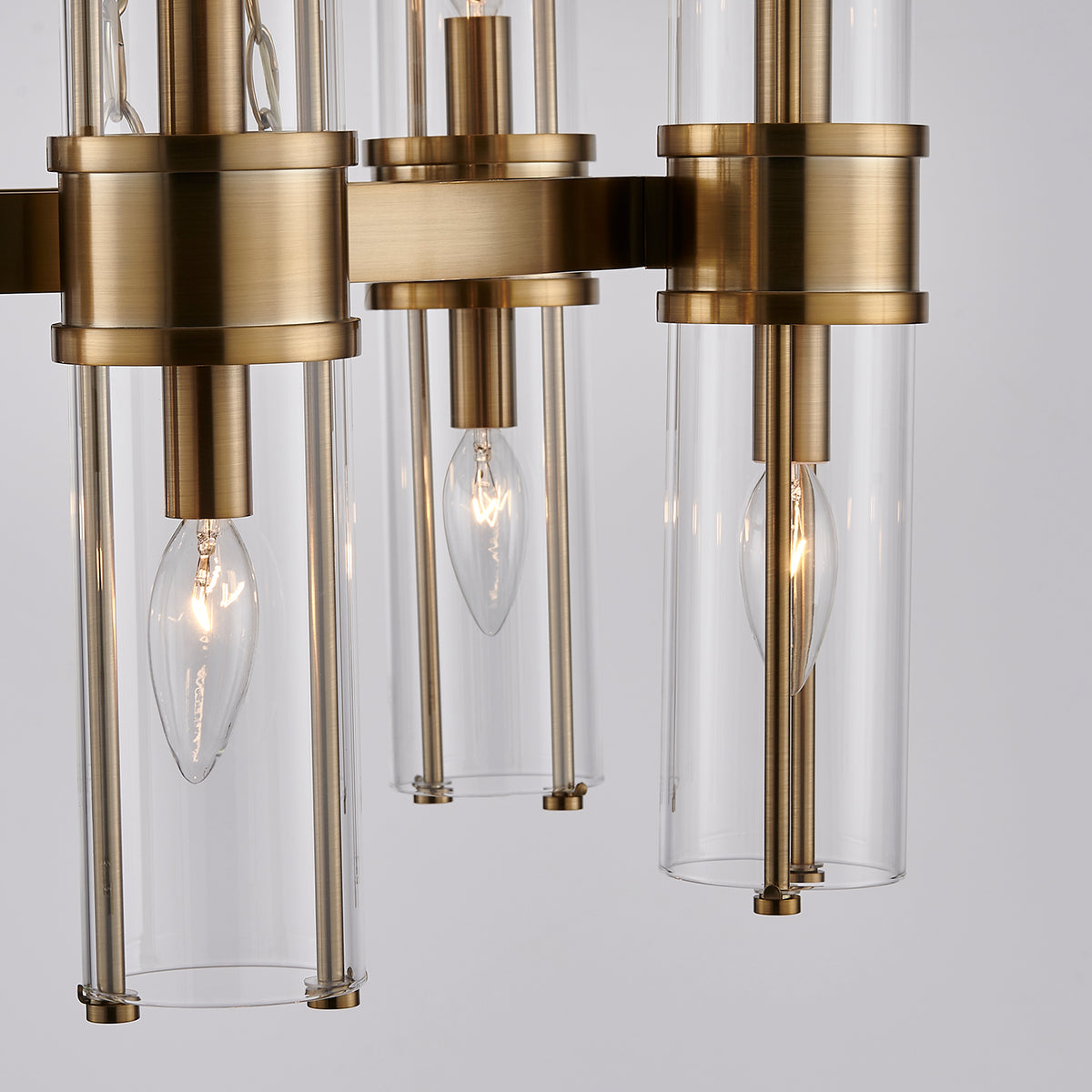 Duet 26-in 12 Light Socket Vintage Brass Chandelier