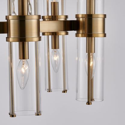 Duet 26-in 12 Light Socket Vintage Brass Chandelier