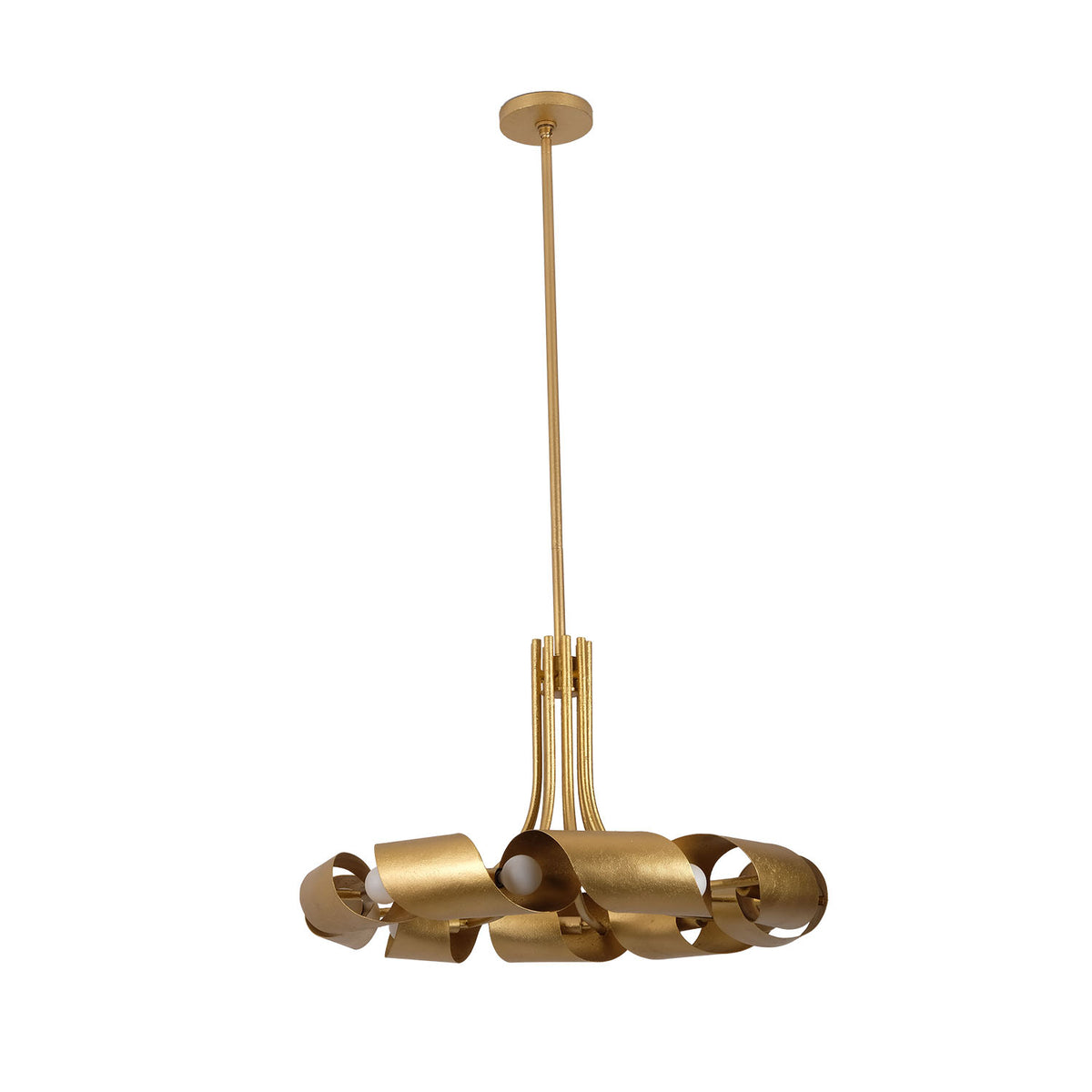 Ribbon 28-in 9 Light Socket Bright Gold Chandelier