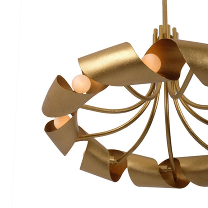 Ribbon 28-in 9 Light Socket Bright Gold Chandelier