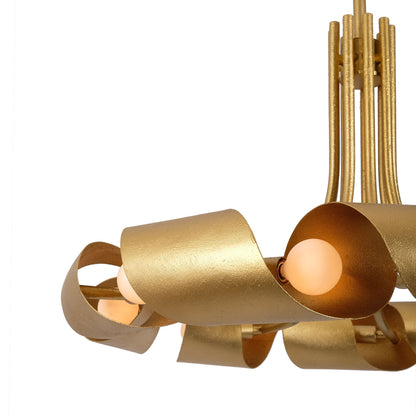 Ribbon 28-in 9 Light Socket Bright Gold Chandelier