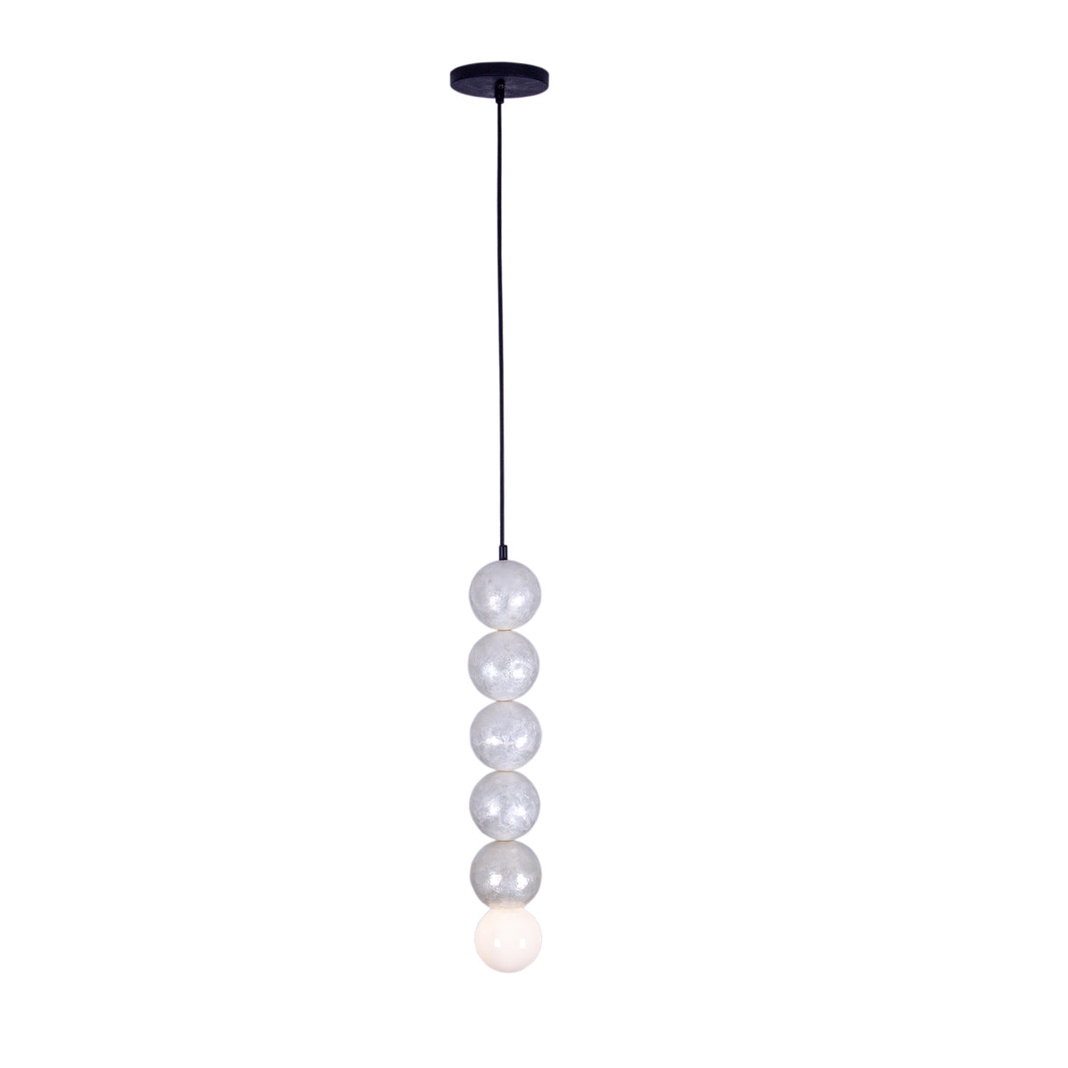 Pearls 5.5-in 1 Light Socket Matte Black Pendant
