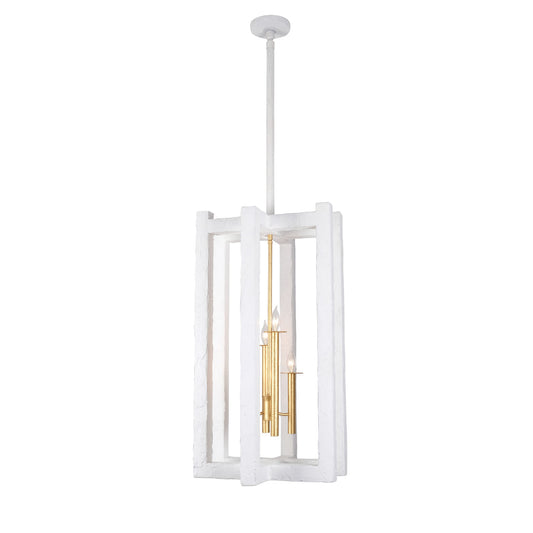 Duo 18-in 4 Light Socket Soft Gold/White Pendant