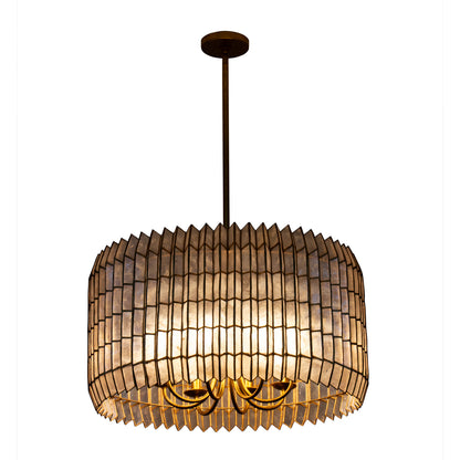 Fractal 28-in 8 Light Socket Oxidized Gold Leaf Chandelier