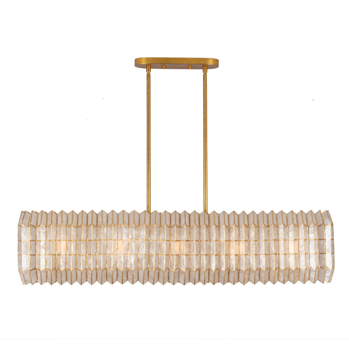 Fractal 52-in 10 Light Socket Oxidized Gold Leaf Linear Pendant