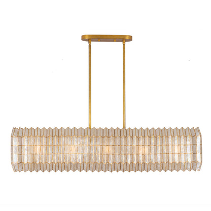 Fractal 52-in 10 Light Socket Oxidized Gold Leaf Linear Pendant