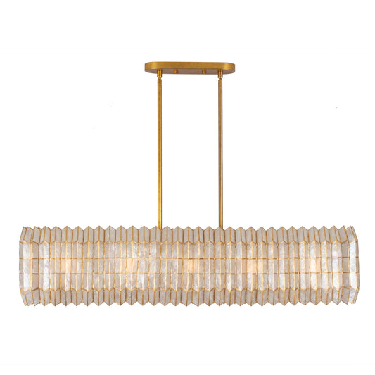 Fractal 52-in 10 Light Socket Oxidized Gold Leaf Linear Pendant