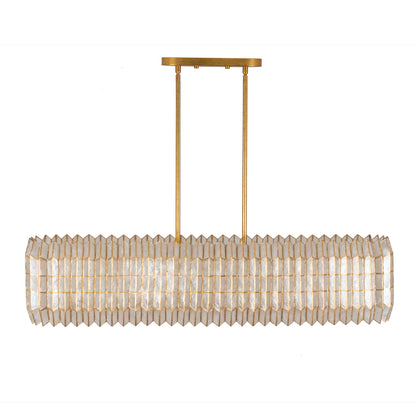Fractal 52-in 10 Light Socket Oxidized Gold Leaf Linear Pendant