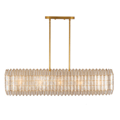 Fractal 52-in 10 Light Socket Oxidized Gold Leaf Linear Pendant