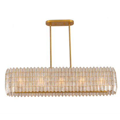 Fractal 52-in 10 Light Socket Oxidized Gold Leaf Linear Pendant