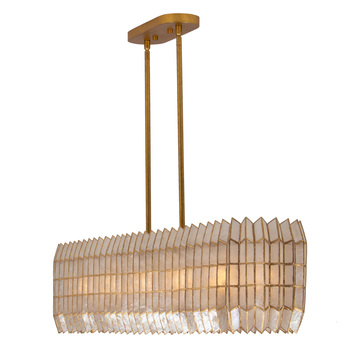 Fractal 52-in 10 Light Socket Oxidized Gold Leaf Linear Pendant
