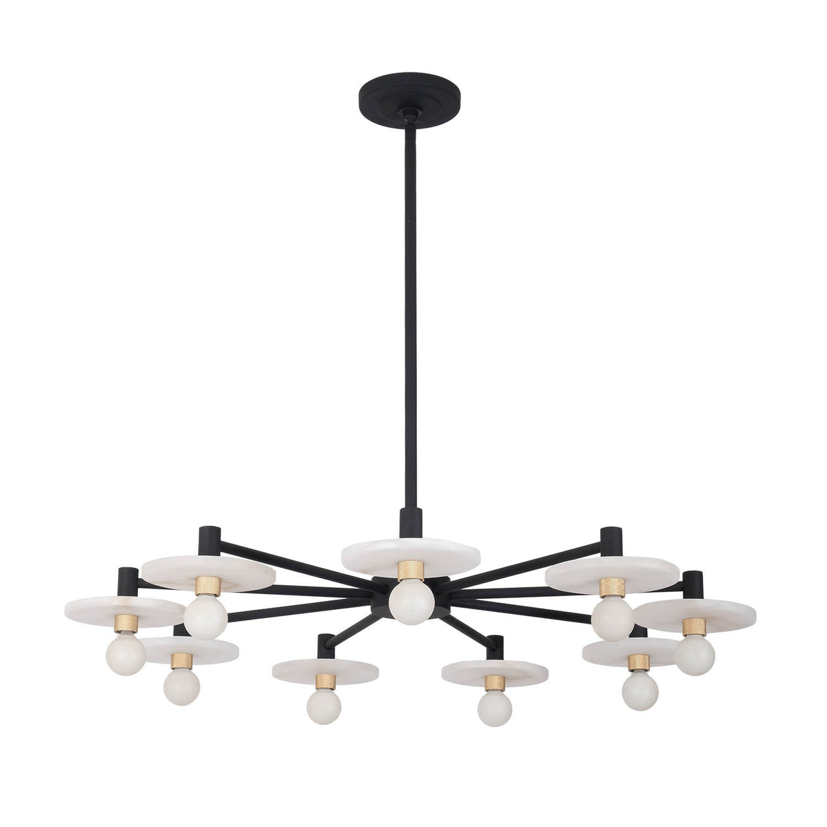 Discus 34-in 9 Light Socket Matte Black Chandelier
