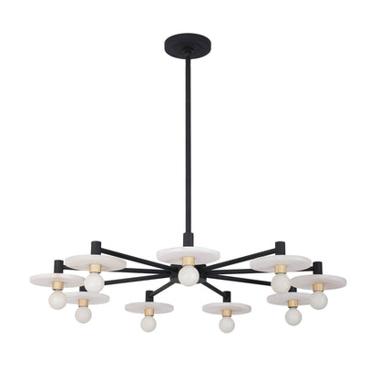 Discus 34-in 9 Light Socket Matte Black Chandelier