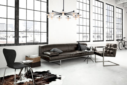Discus 34-in 9 Light Socket Matte Black Chandelier