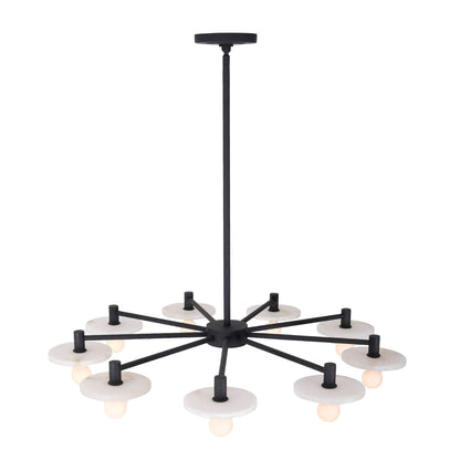 Discus 34-in 9 Light Socket Matte Black Chandelier