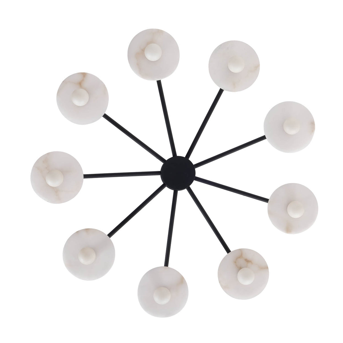Discus 34-in 9 Light Socket Matte Black Chandelier
