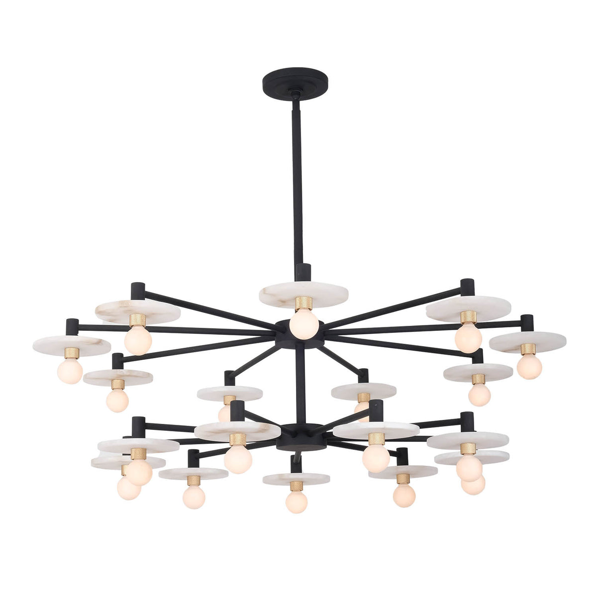 Discus 42-in 18 Light Socket Matte Black Chandelier
